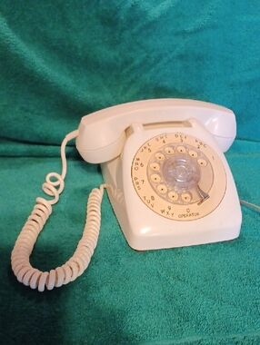 Vintage White Rotary Desk Telephone